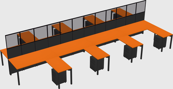 Shared l-shape cubicle