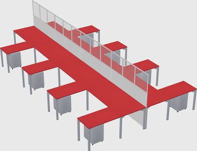 Shared l-shape cubicle