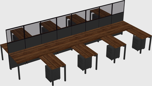 Shared l-shape cubicle