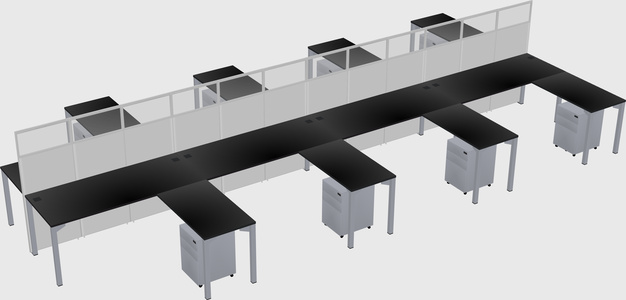 Shared l-shape cubicle
