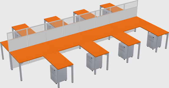 Shared l-shape cubicle