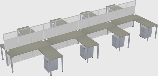 Shared l-shape cubicle