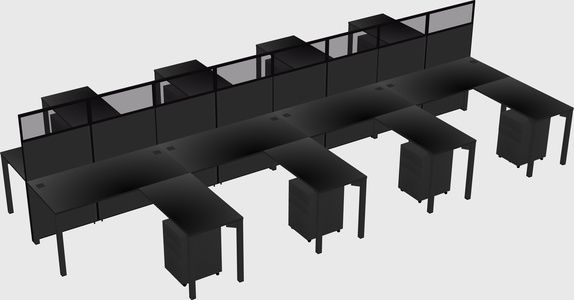 Shared l-shape cubicle