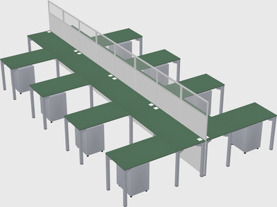 Shared l-shape cubicle