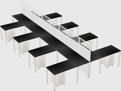 Shared l-shape cubicle