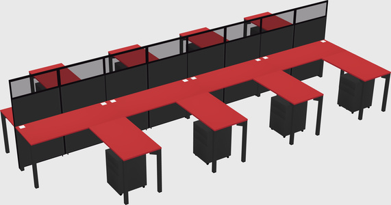 Shared l-shape cubicle