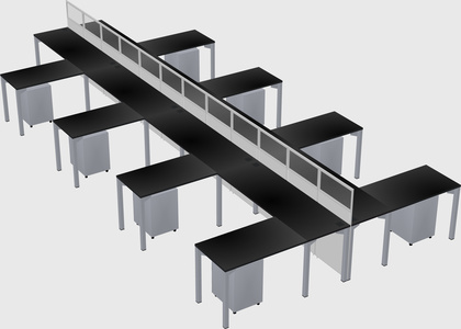 Shared l-shape cubicle