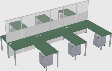 Shared l-shape cubicle