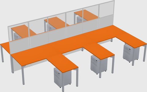 Shared l-shape cubicle