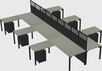 Shared l-shape cubicle