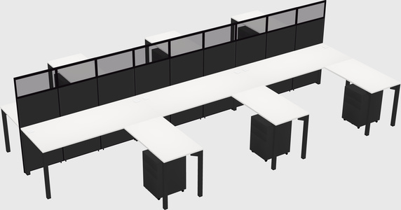 Shared l-shape cubicle