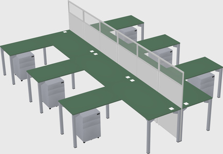 Shared l-shape cubicle