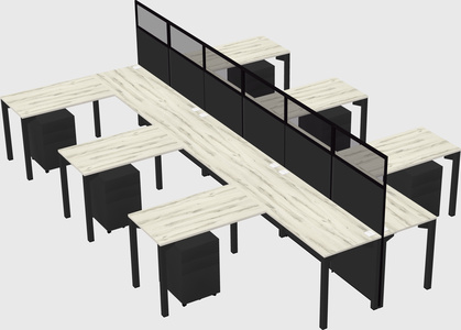 Shared l-shape cubicle