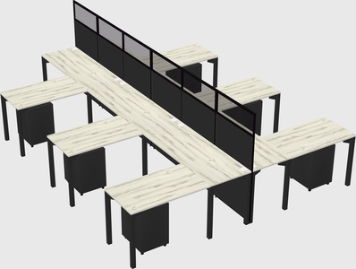 Shared l-shape cubicle
