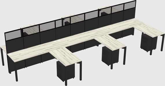 Shared l-shape cubicle