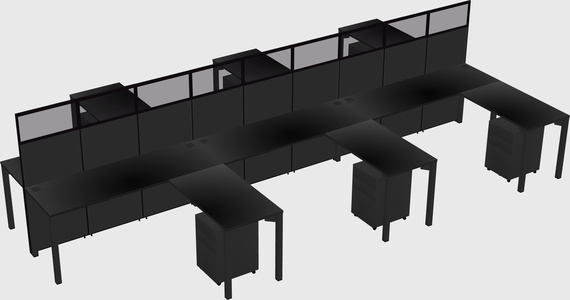 Shared l-shape cubicle