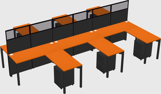 Shared l-shape cubicle