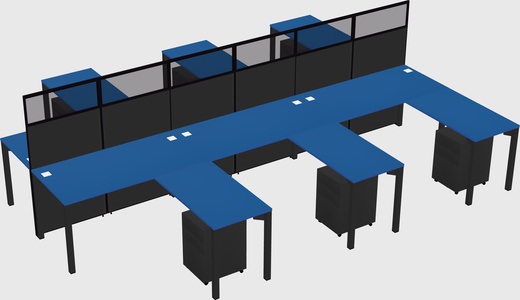 Shared l-shape cubicle