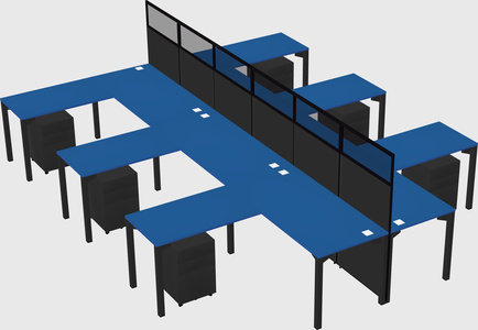 Shared l-shape cubicle