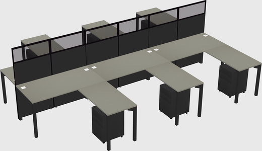 Shared l-shape cubicle