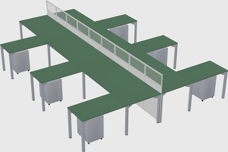 Shared l-shape cubicle