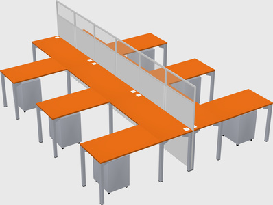 Shared l-shape cubicle
