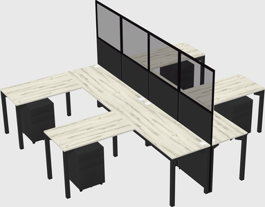 Shared l-shape cubicle