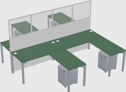 Shared l-shape cubicle