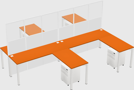Shared l-shape cubicle