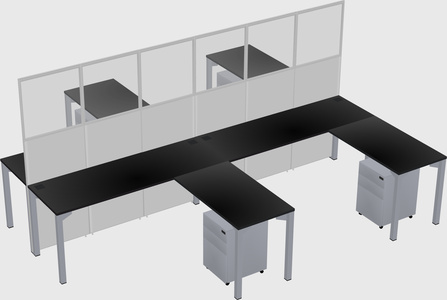 Shared l-shape cubicle