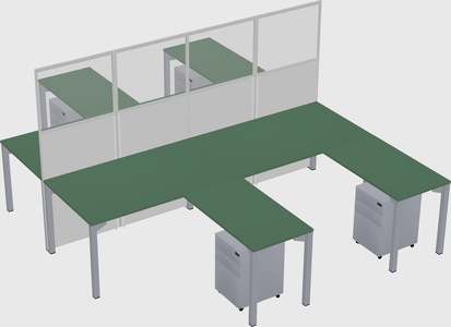 Shared l-shape cubicle