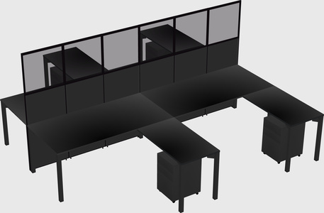 Shared l-shape cubicle