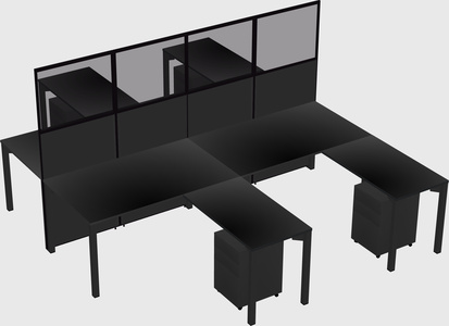 Shared l-shape cubicle