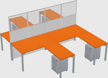 Shared l-shape cubicle