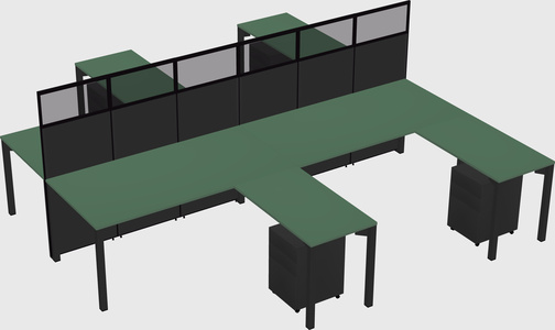 Shared l-shape cubicle