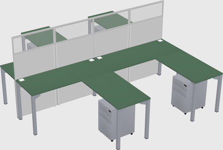 Shared l-shape cubicle
