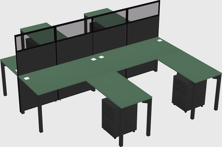 Shared l-shape cubicle