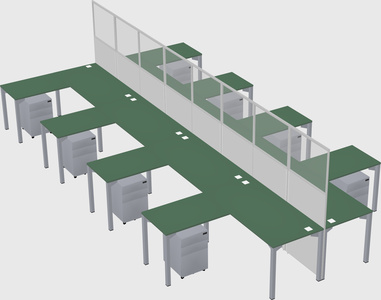 Shared l-shape cubicle