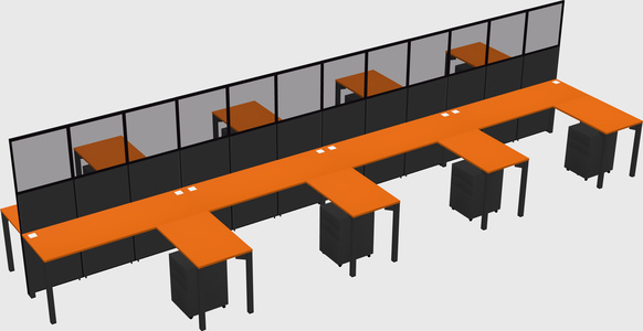 Shared l-shape cubicle