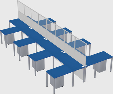 Shared l-shape cubicle