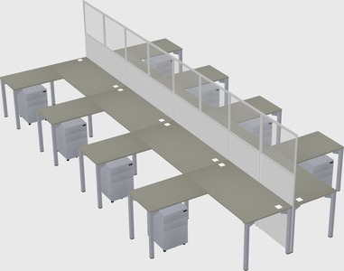 Shared l-shape cubicle