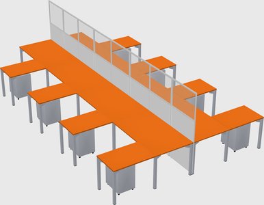 Shared l-shape cubicle