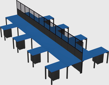 Shared l-shape cubicle