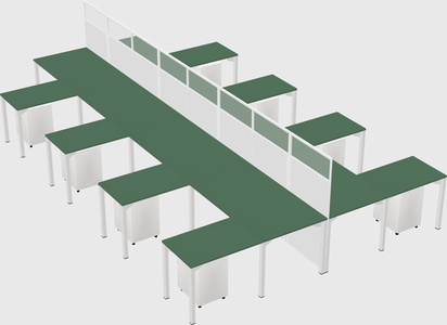 Shared l-shape cubicle
