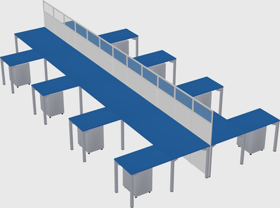 Shared l-shape cubicle