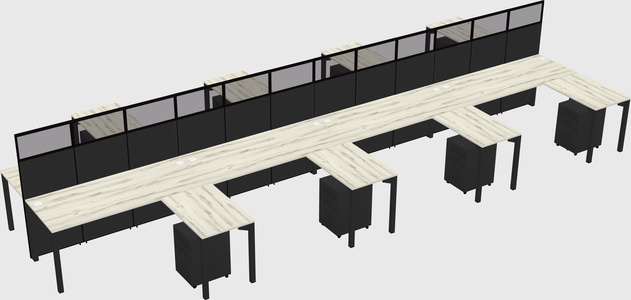 Shared l-shape cubicle