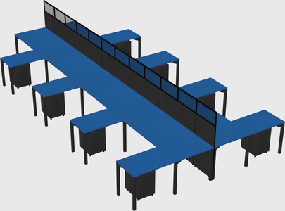 Shared l-shape cubicle