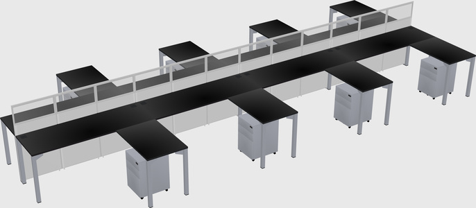 Shared l-shape cubicle