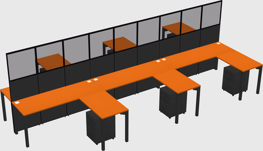 Shared l-shape cubicle