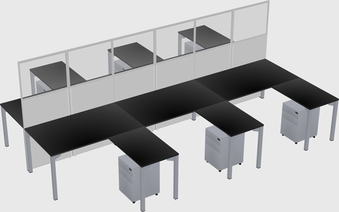 Shared l-shape cubicle
